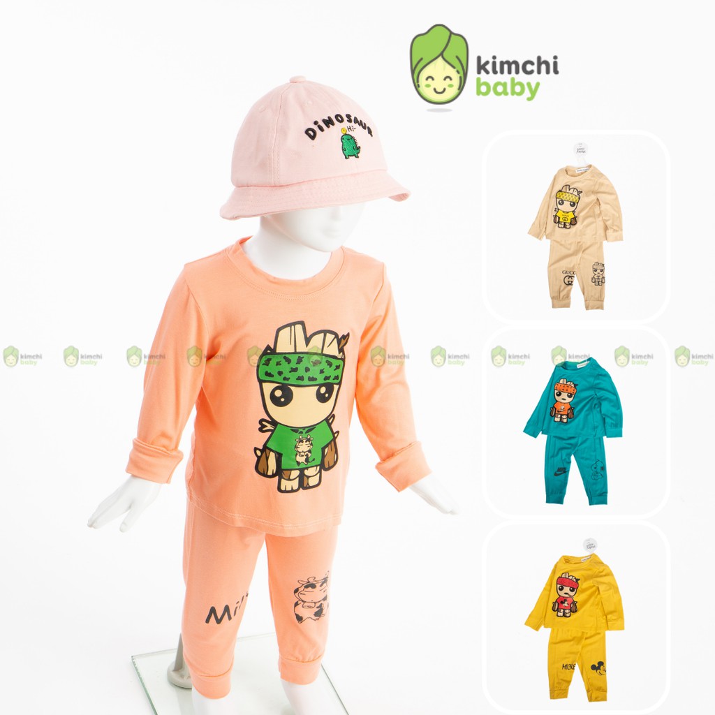 Bộ Dài Tay Cho Bé Gái, Bé Trai Minky Mom Vải Thun Lạnh Groot Vệ Binh Thiên Hà, Bộ Quần Áo Trẻ Em Thu Đông MKMTD2161