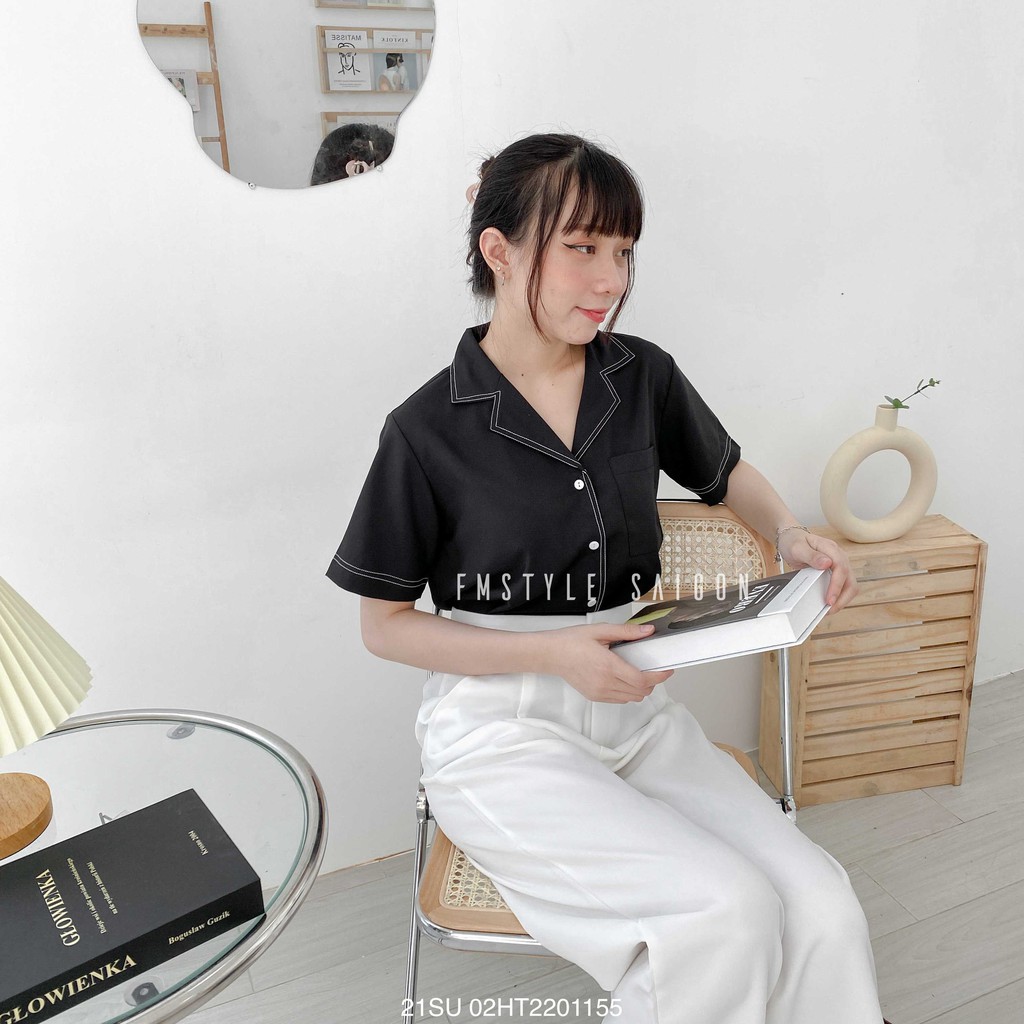 Áo sơ mi tay ngắn cổ vest viền ulzzang thời trang nữ Fmstyle Saigon (21SU05HT1801) | BigBuy360 - bigbuy360.vn
