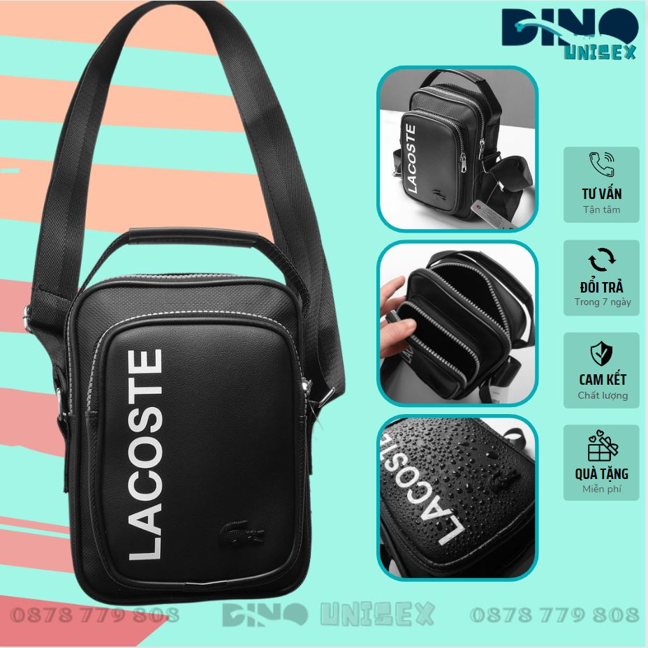 Túi Đeo Chéo IPAD Lacoste New 2022 Chống Thấm | Túi Đeo Đứng LC New 2022 Logo Sắt Full Tag + Túi vải