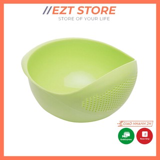 Thau rổ vo gạo có lỗ thoát nước tiện lợi, loại dày, đồ dùng nhà bếp thông minh