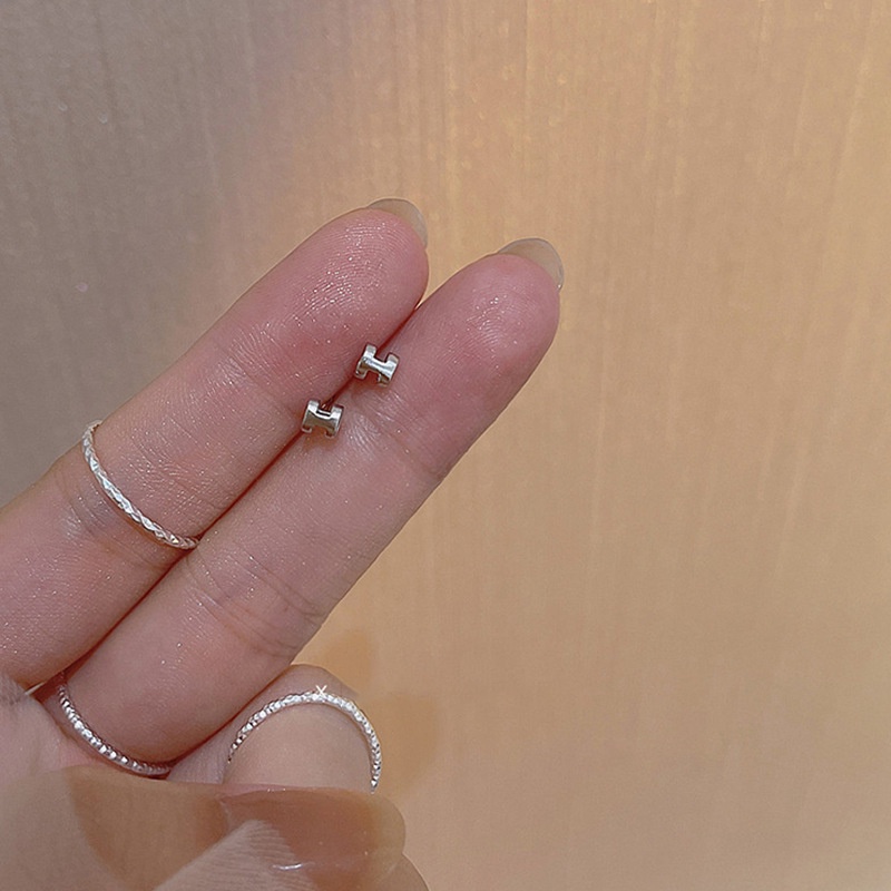 Khuyên tai bạc 925 hình chữ H kích thước nhỏ đơn giản thời trang dành cho nữ