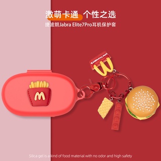 Jabra Elite 7 Pro Case Cartoon Burger Keychain Pendant Jabra 7 Active Silicone Soft Shell Case Creative Astronaut Cartoon Snoopy Bear Pendant Jabra Elite 7 Pro Cover Shockproof Case