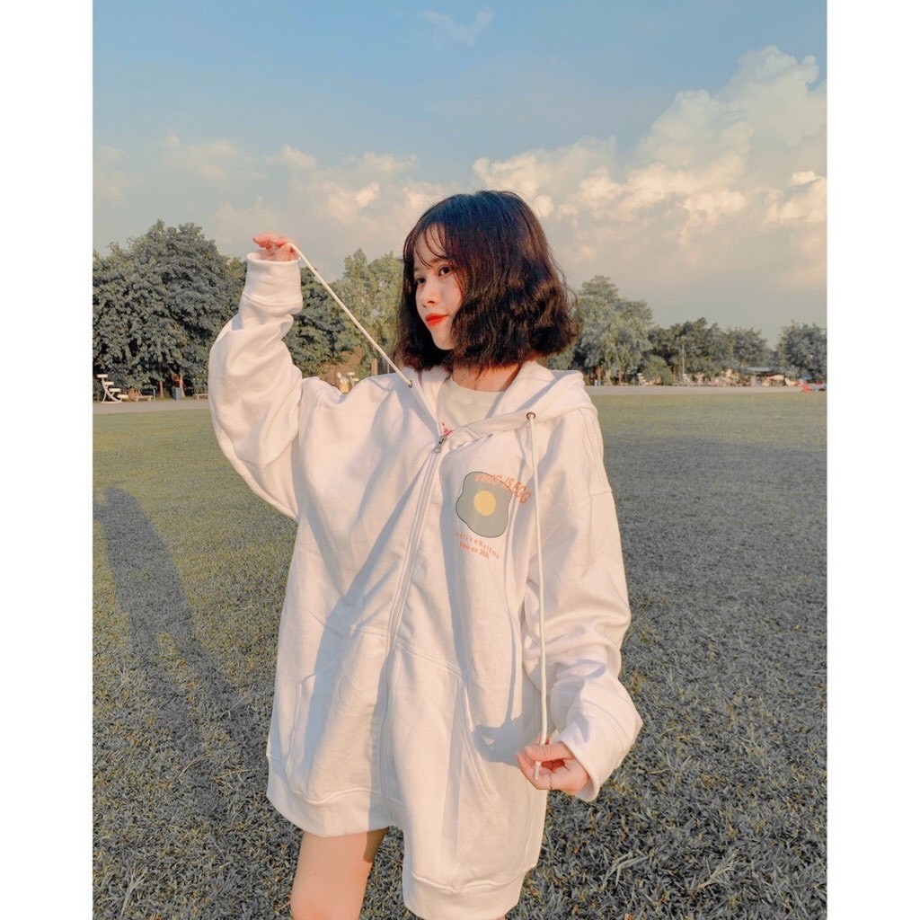 Áo khoác hoodie chống nắng 123SHOP dành cho nam nữ In Hình Egg form rộng unisex loại dây kéo ulzzang | BigBuy360 - bigbuy360.vn