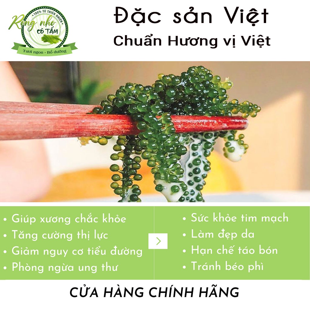 Rong nho Green Food, tác dụng của rong nho, rong nho khô - Túi zipper 100g, 𝑭𝑹𝑬𝑬𝑺𝑯𝑰𝑷, đặc sản Việt(mua 2 tặng nước sốt)