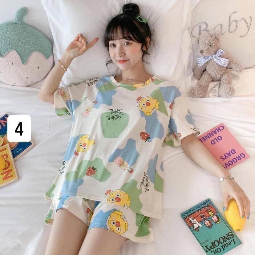 Đồ bộ cộc tay nữ dễ thương thun sữa