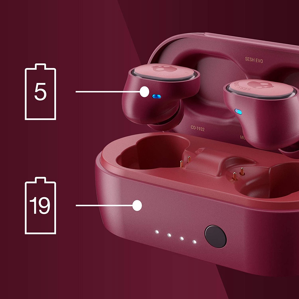 Tai nghe nhét tai bluetooth Skullcandy Sesh Evo True Wireless - Màu Deep Red - Hàng Chính Hãng