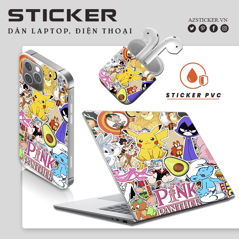 Sticker Hoạt Hình Cartoon Cute Chống Nước |  STK48 | Hình Dán Trang Trí Sticker Dán Mũ Bảo Hiểm Điện Thoại Bình Nước