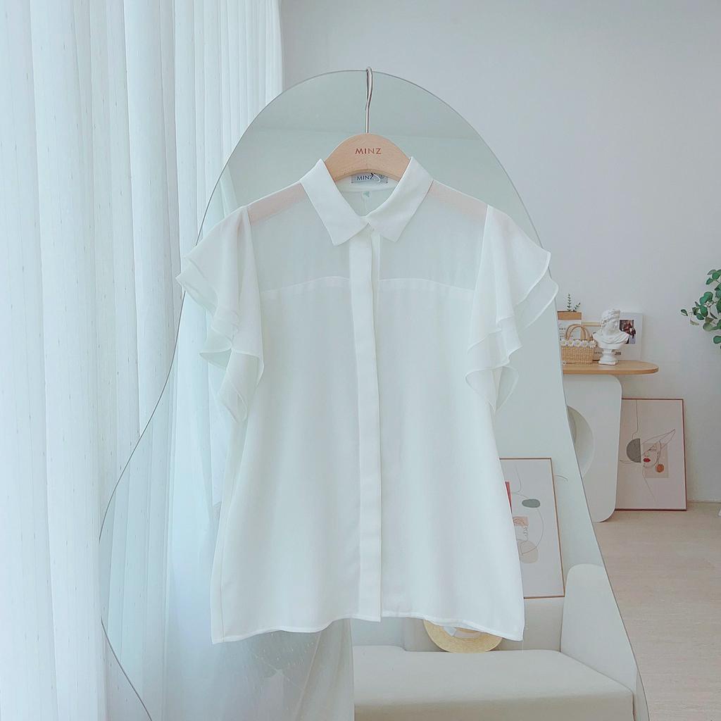 Áo Sơ Mi Chiffon 2 Lớp MINZ STORE Mã 1205, Thiết Kế Tay Cánh Tiên