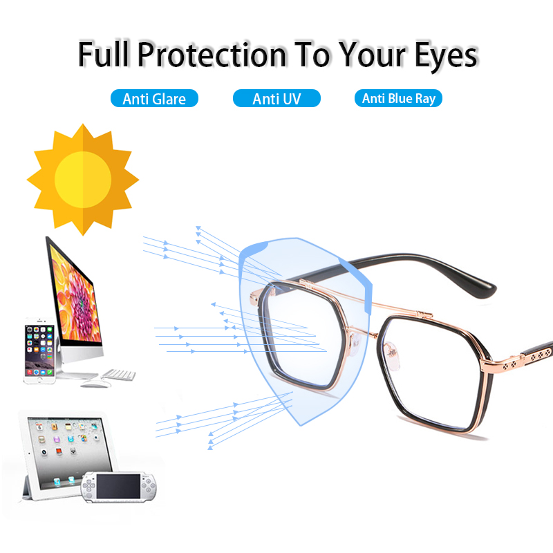 Mắt kính VIENDO gọng vuông bằng kim loại bền chắc phong cách Hàn Quốc thời trang cho nam nữ -1.00 ~ -4.00 độ