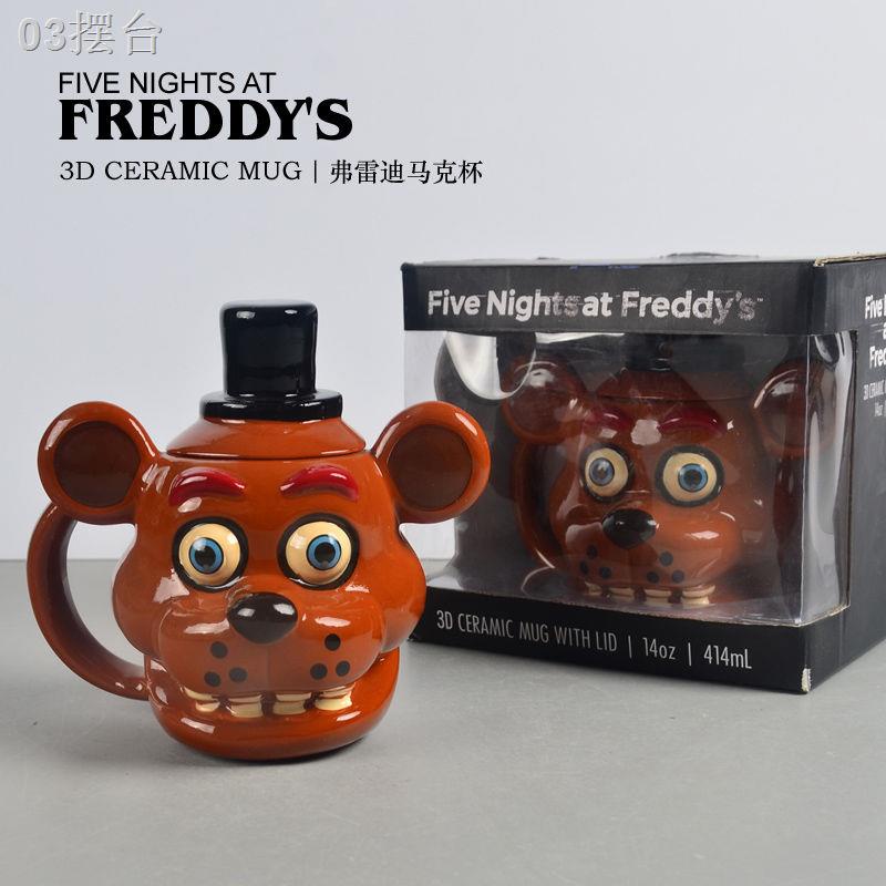 ∋✎₪Cốc gốm 3D của Freddy, cốc búp bê trò chơi harem nửa đêm của gấu bông, cốc trang trí vui nhộn