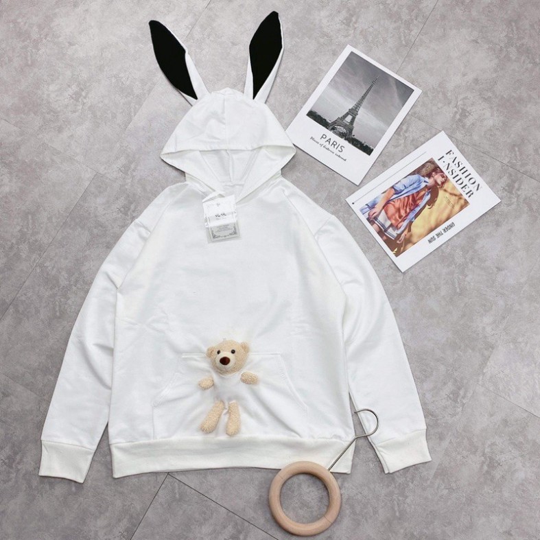 Áo hoodie tai thỏ kèm gấu siêu hot