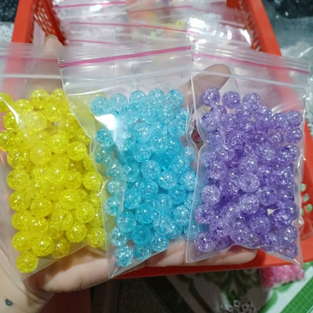 50gr hạt nhựa giả đá bọt tuyết 10mm mix vòng/ xỏ chuỗi