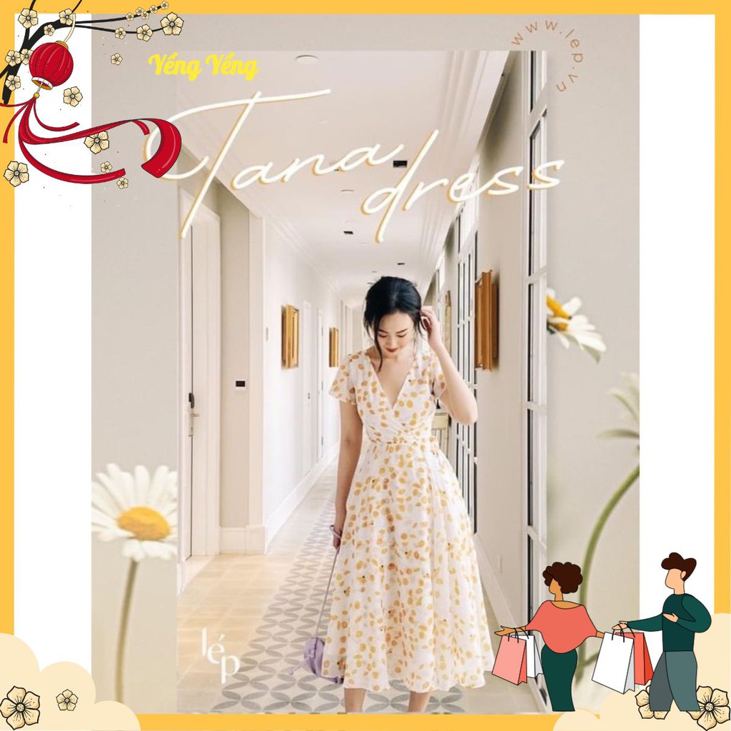 VNU267 - VÁY TƠ XƯỚC HOA CAM CỔ TIM