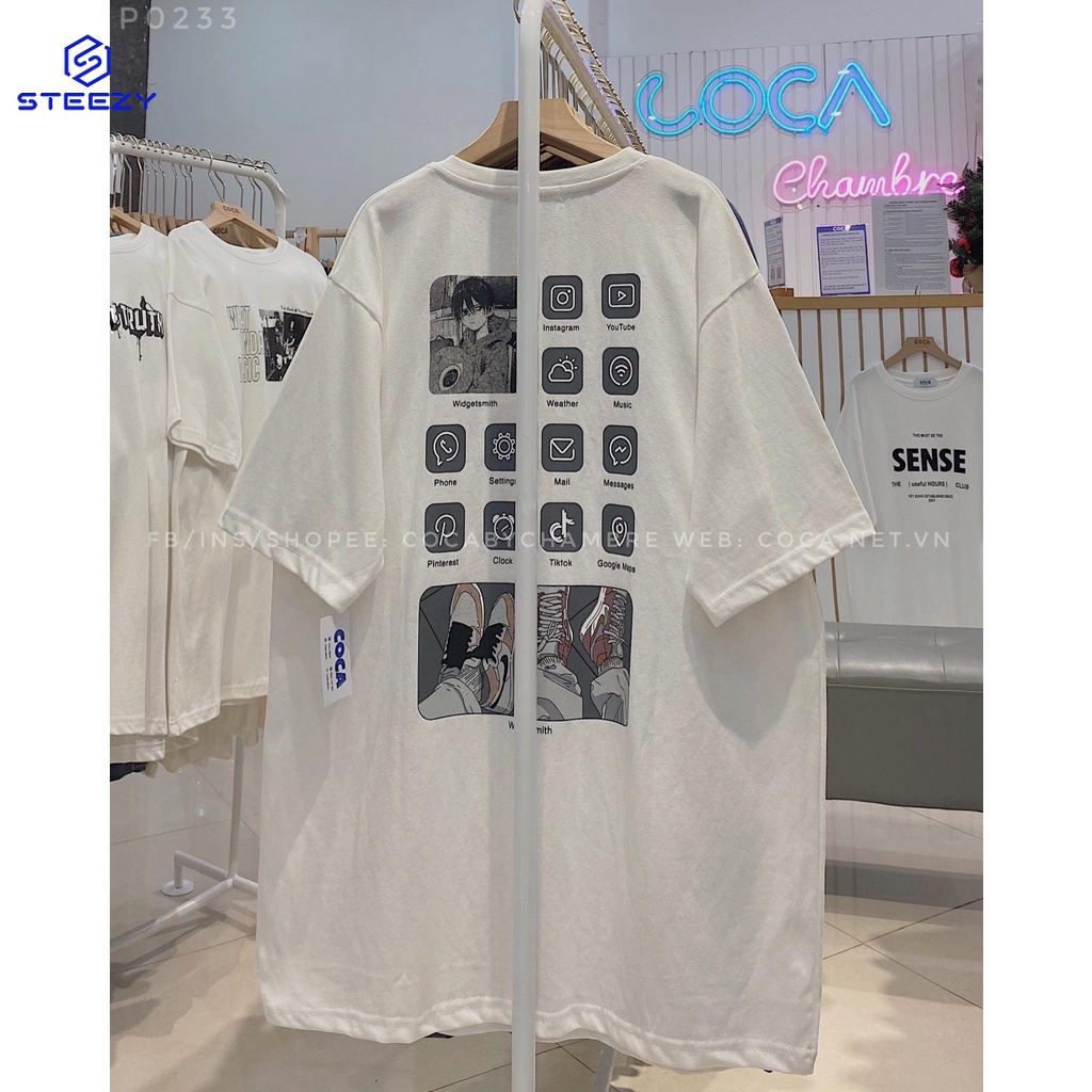 [P0233] Áo thun cotton dày in hình WIDGET form rộng (Có sẵn/Ảnh thật)