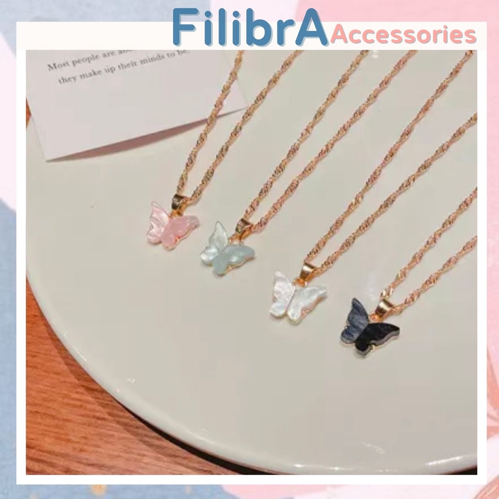 Dây chuyền mặt bướm màu sắc cá tính, vòng cổ thời trang Filibra - DC009