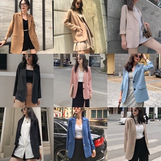 Áo blazer nữ 1 lớp dáng dài tay dài Huien Design thời trang công sở thanh lịch, áo vest nữ Hàn Quốc màu sắc