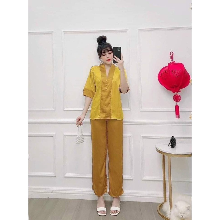 SET CỔ BÀ LAI VÂN HOA HỒNG MÀU VÀNG