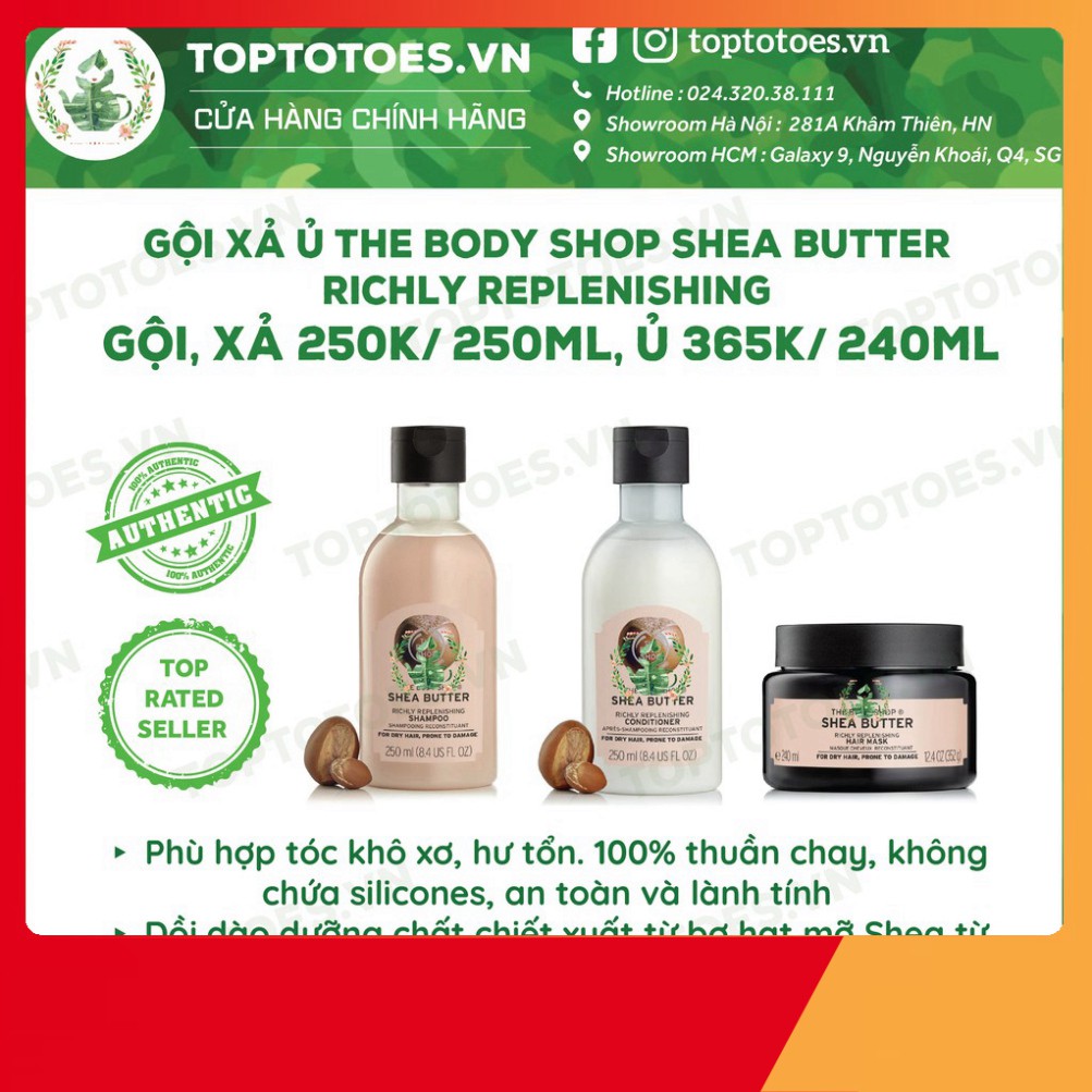 SỐC MÙA HÈ Gội xả ủ The Body Shop Strawberry/ Shea Butter/ Green Tea cho tóc mềm thơm, chắc khỏe CHỈ HÔM NAY