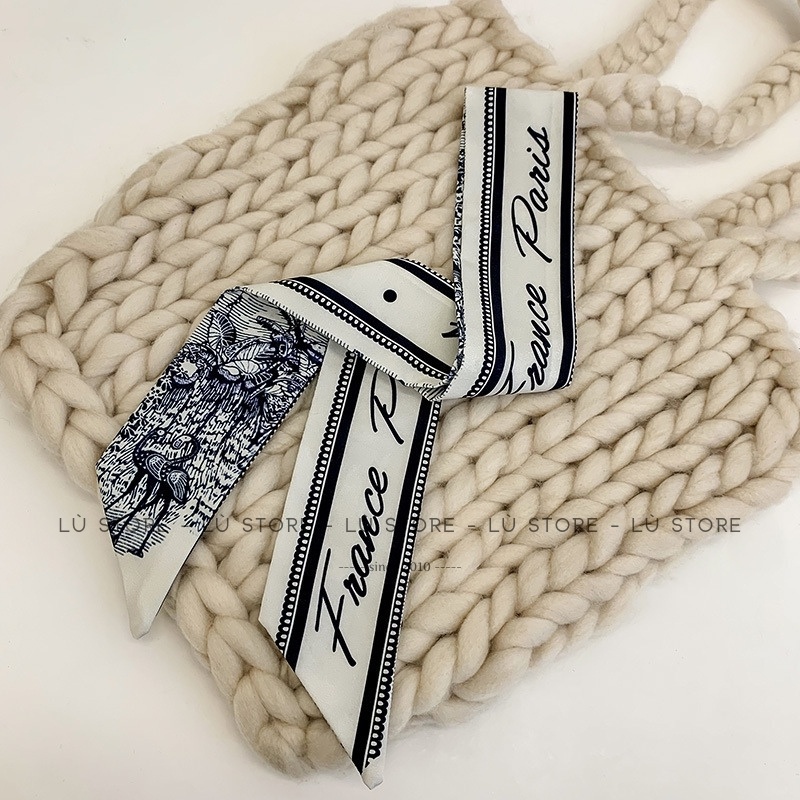 Khăn lụa buộc tóc kết hợp choàng cổ phong cách Vintage đủ màu lựa chọn