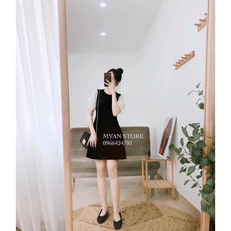 [Mã WAMT1505 giảm 10K đơn 0K] váy đen phối tay trắng (hàng có sẵn-kèm ảnh thật) | BigBuy360 - bigbuy360.vn