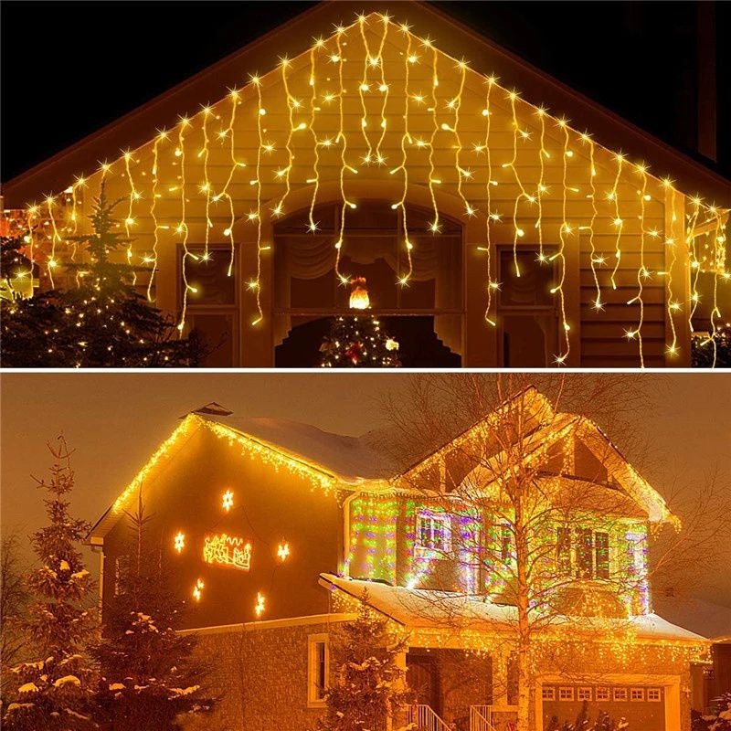 Dây Đèn led rèm trang trí 12m x0.6m Điểm Sao Băng, dây bóng đèn treo thả ngoài trời