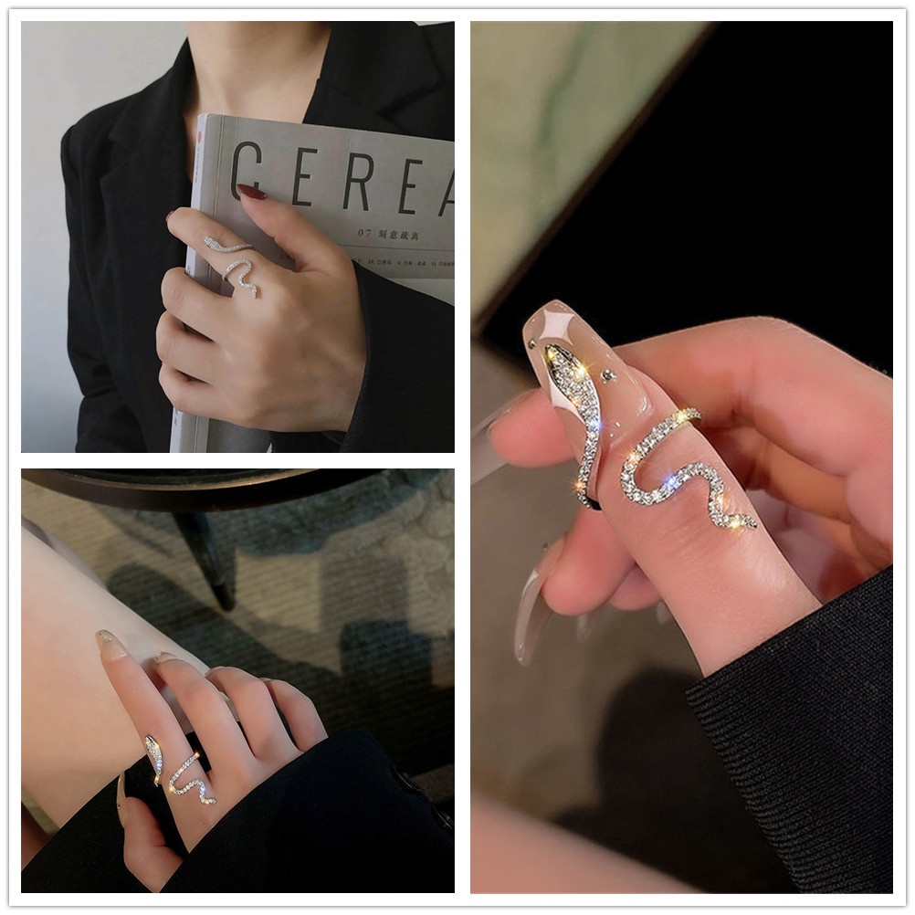 Nhẫn Đeo Ngón Trỏ Hình Rắn Màu Bạc Thời Trang Cá Tính Cho Nữ