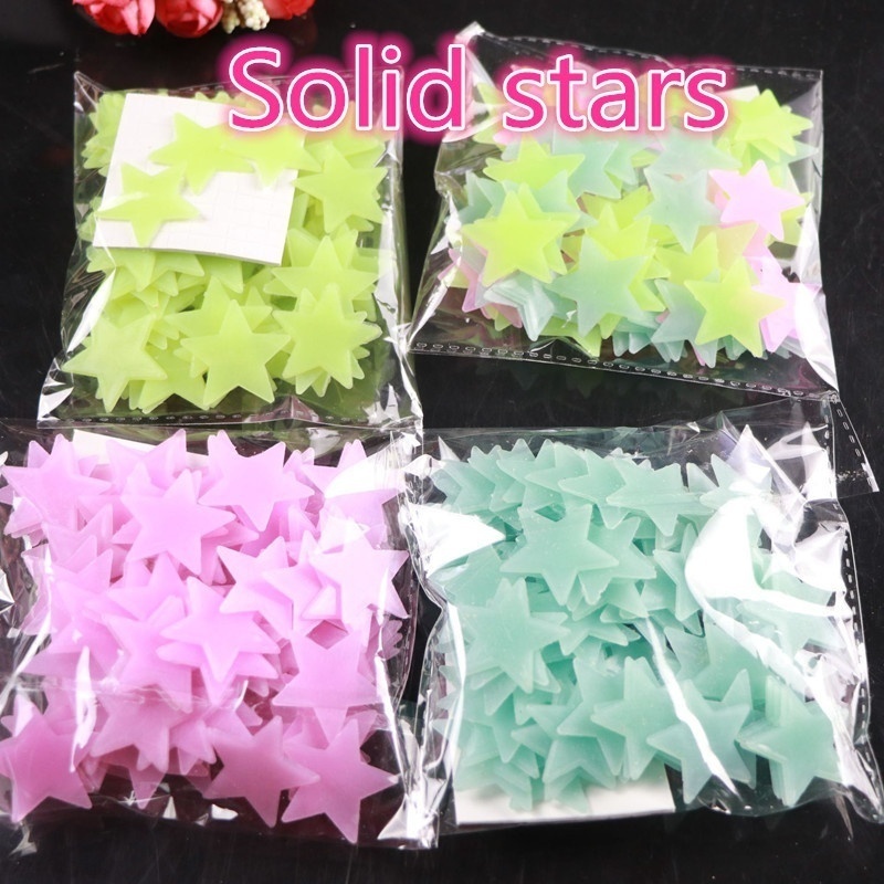 100pcs Fluorescentes Adesivos De Parede Decalque Brilho Estrelas Luminosas Bebê Quarto Dos Miúdos