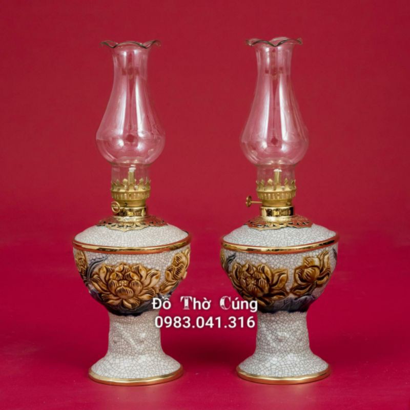 Đèn thờ men rạn đắp nổi (giá 1 chiếc )