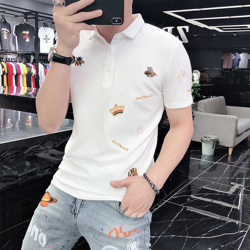 Áo polo Nam Tay Ngắn Có Cổ Họa Tiết Thêu Thời Trang