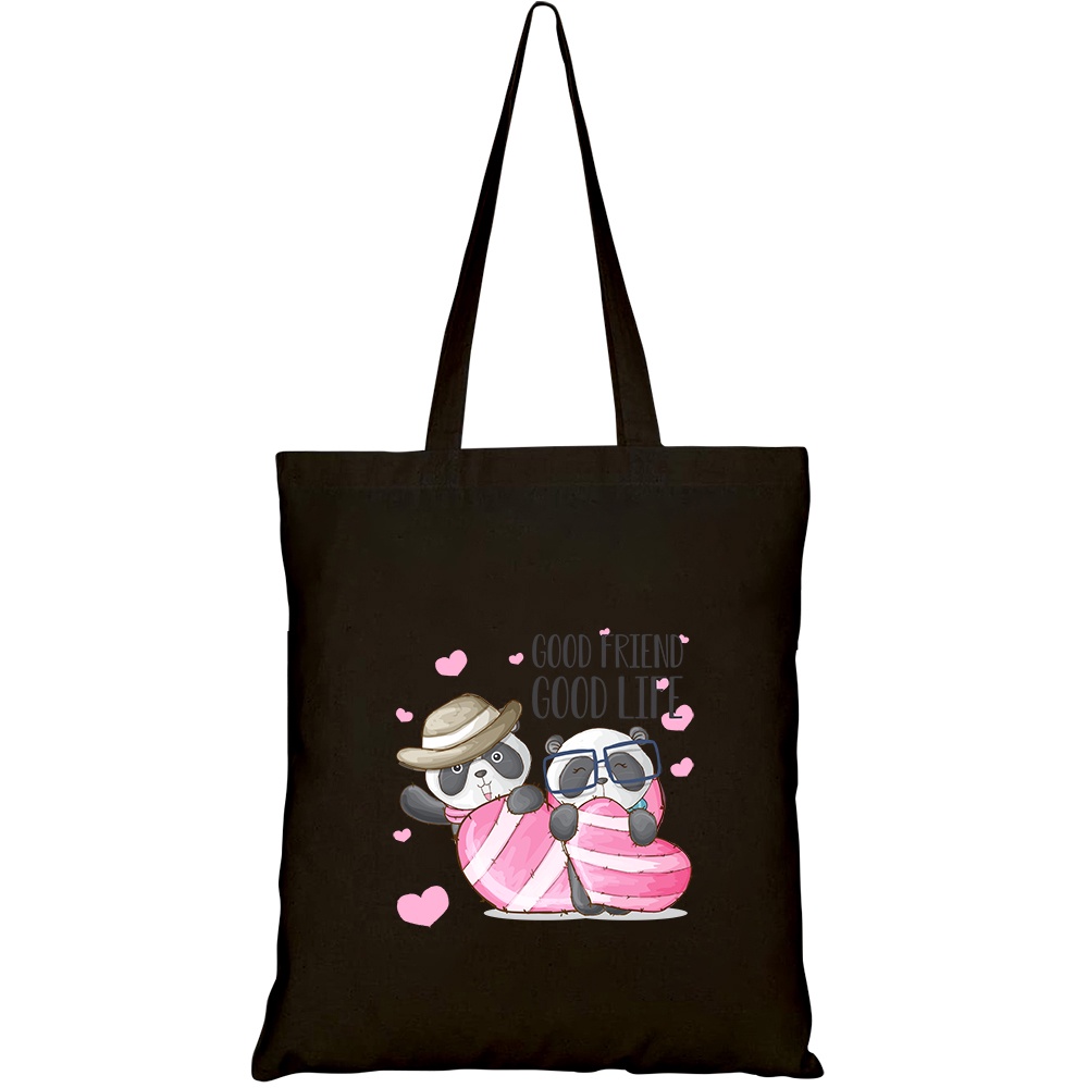 Túi vải tote canvas HTFashion in hình animal cute panda HT208