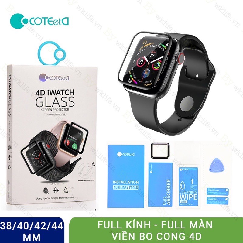 (FULL HỘP) Kính cường lực Apple watch size 38, 40, 42, 44mm màn hình cong bảo vệ máy seri 12345