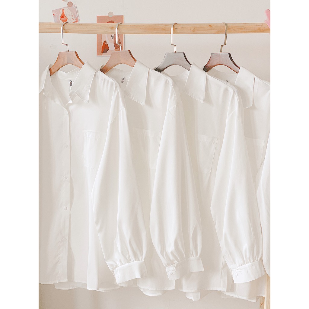 [ẢNH THẬT] - Áo sơ mi trắng basic tay bồng ulzzang - SM04 - jannahouse