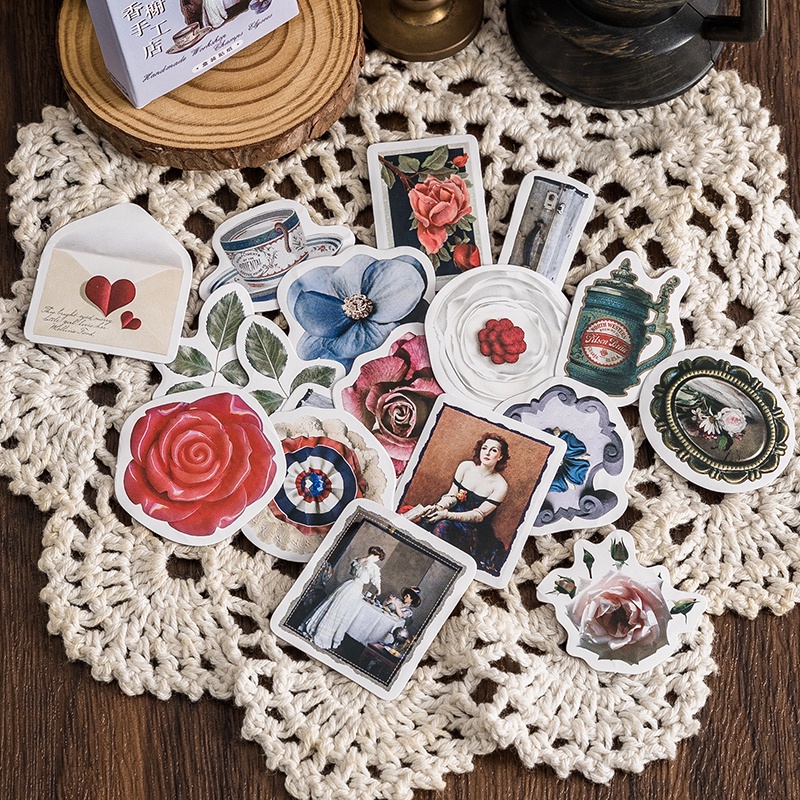 Set 45-46 Miếng Dán Hình Hoa Trang Trí Sổ Tay DIY