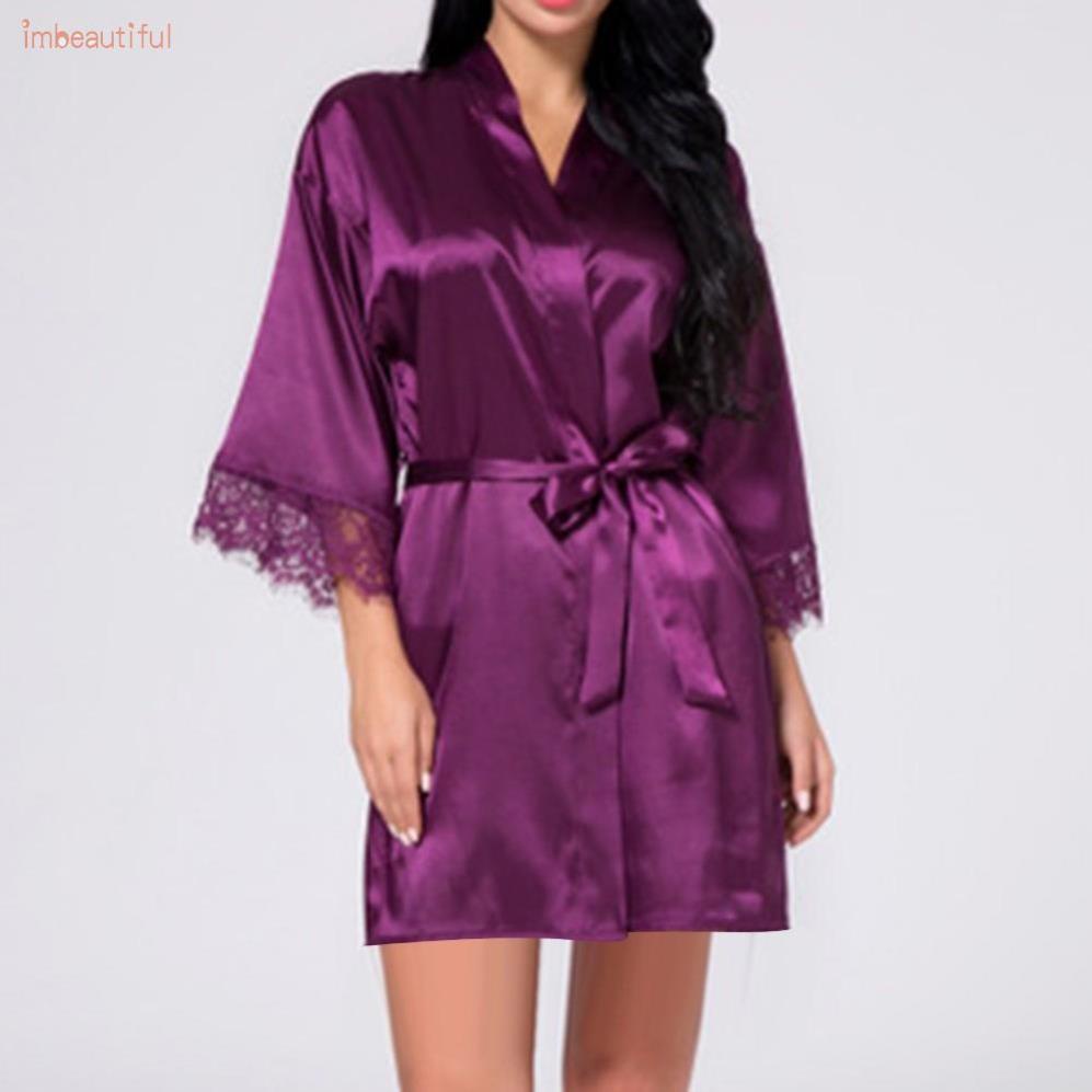 Áo choàng ngủ Kimono bằng satin phối ren gợi cảm hàng mới và chất lượng cao cho nữ ! | BigBuy360 - bigbuy360.vn