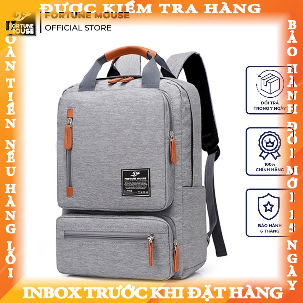 Balo laptop nam nữ cỡ lớn dáng vuông Fortune Mouse B90 trangoc
