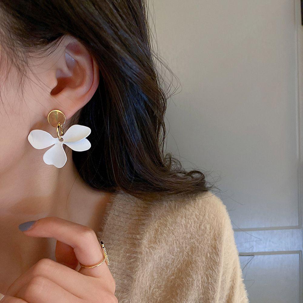 Bông Tai Dáng Dài Hình Cánh Hoa Phong Cách Hàn Quốc Đơn Giản Thời Trang Cho Nữ