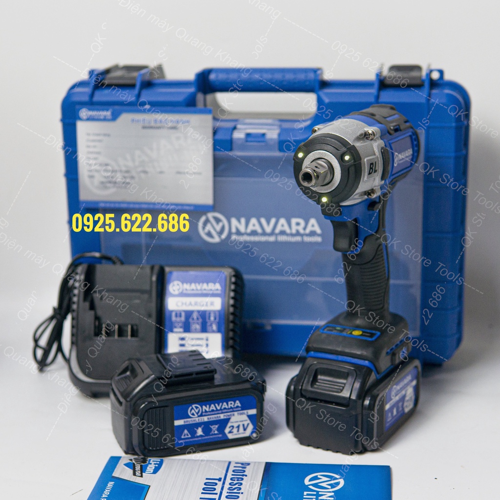 Máy siết bulong dùng pin không chổi than NAVARA 380NM - Tặng kèm bộ phụ kiện cao cấp
