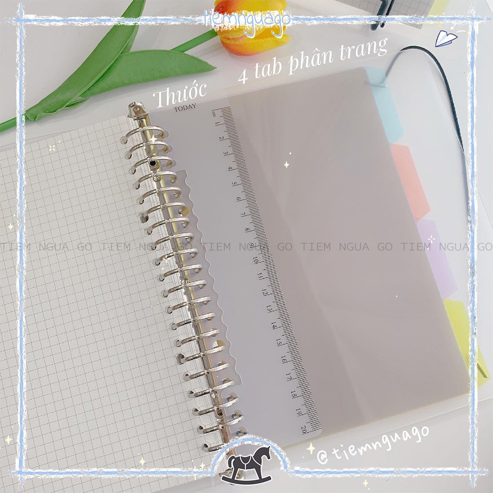 [Tặng 120 Trang Giấy Refill] Sổ Còng Binder A5/B5 20/26 Lỗ Kèm Tab Phân Trang, Thước – Tiệm Ngựa Gỗ