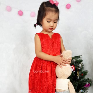 Đầm công chúa đuôi tôm nơ 2 nút( đỏ)