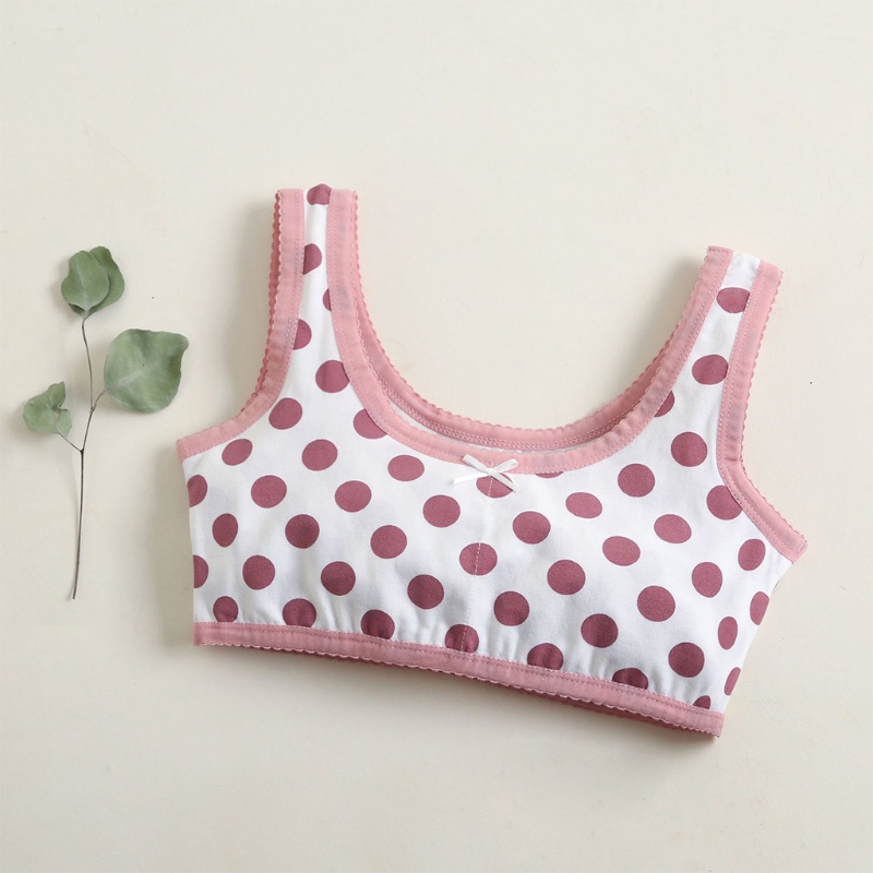 Áo Ngực Cotton Không Dây In Hoạt Hình Chấm Bi / Kẻ Sọc / Chấm Bi Dễ Thương Cho Tuổi Teen / Bé Gái