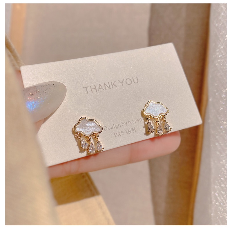 Bông tai hình đám mây đính đá Zircon dễ thương dành cho nữ