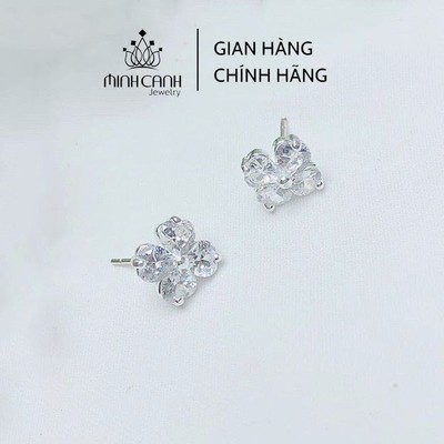 Bông Tai Cỏ 4 Lá Bằng Bạc Đính Đá - Minh Canh Jewelry