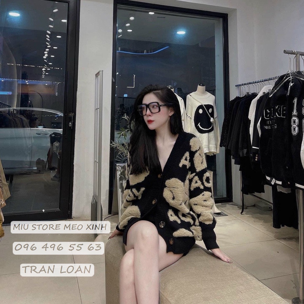 ÁO LEN CANIGAN HÌNH CON GẤU CÓ 4 CÚC HÀNG QUẢNG CHÂU