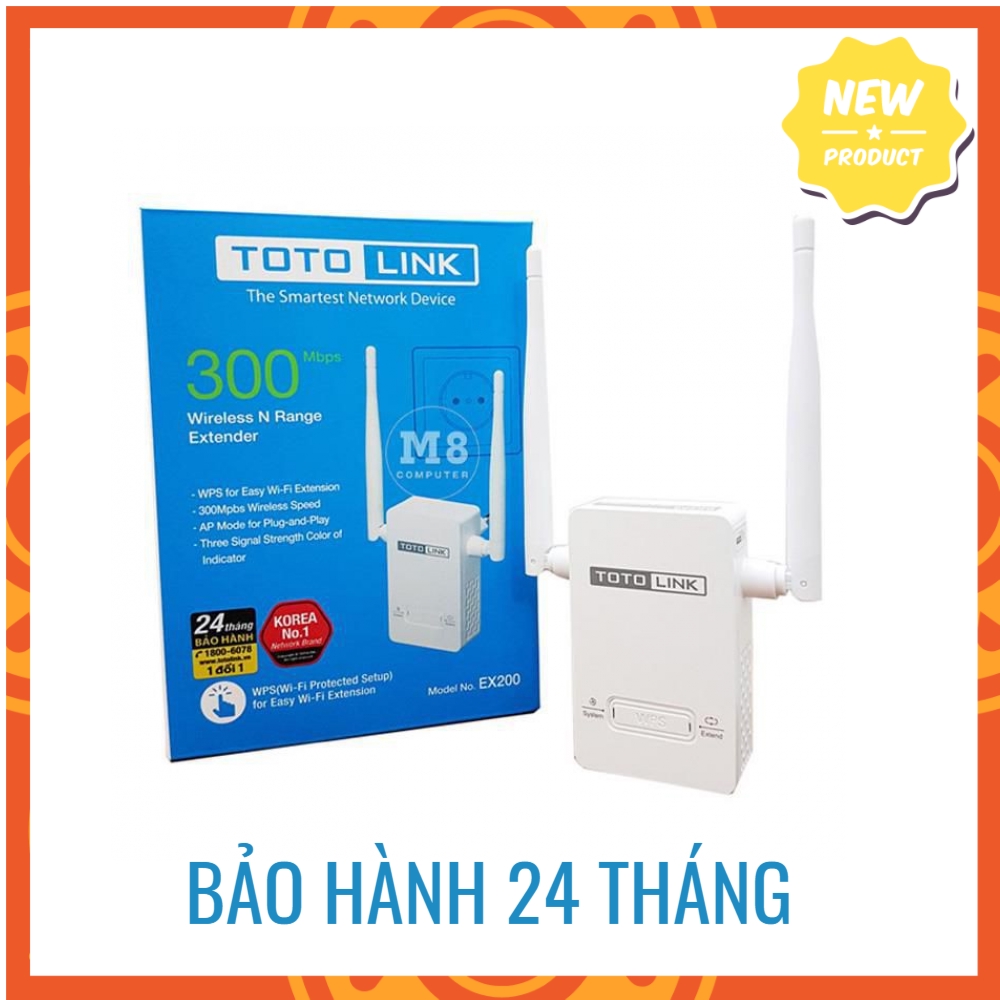 Thiết Bị Mở Rộng Sóng Wifi TOTOLINK EX200-Kích sóng WIFI tốc độ 300Mbps-Hàng chính hãng bảo hành 24 tháng