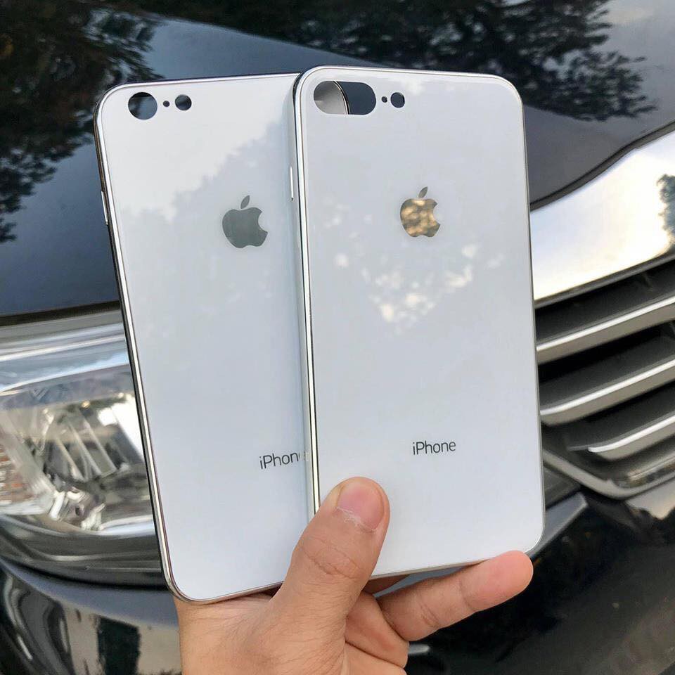 Ốp Lưng Kính Cường Lực iPhone 7 Plus/ 8 Plus (Kính Cường Lực lưng Viền Dẻo Cùng Màu) | BigBuy360 - bigbuy360.vn
