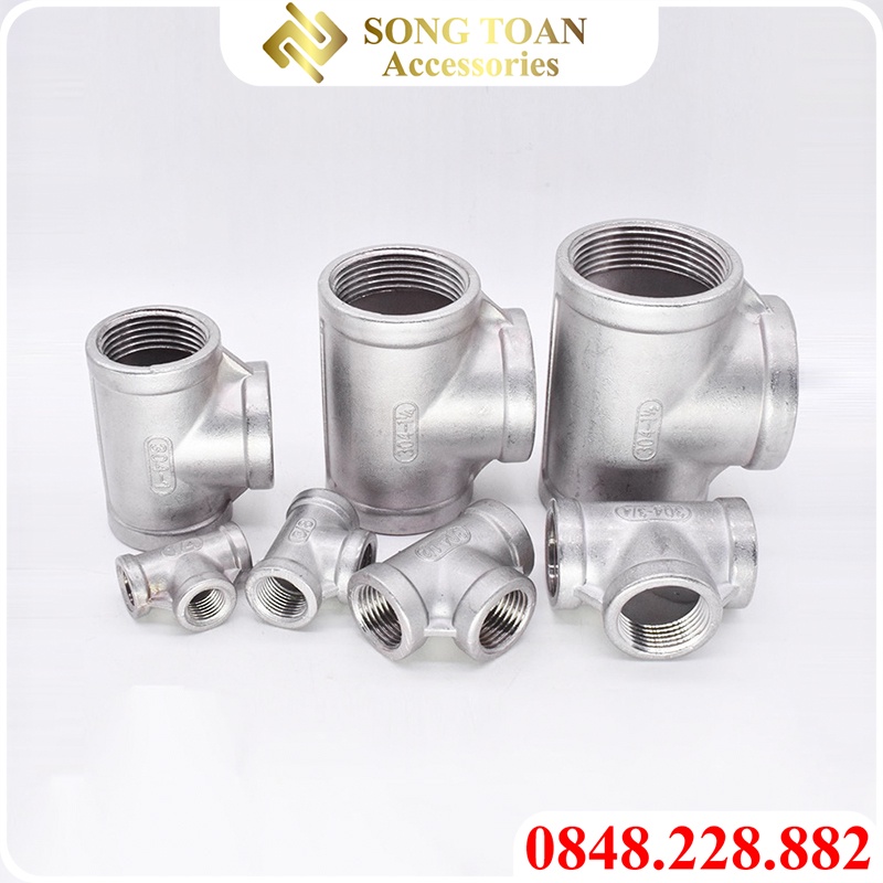 Tê 3 Đầu Ren Trong - Bằng Inox Full Size Ren Thông Dụng BSP Hệ G - T & Tee Pipe Fitting Female