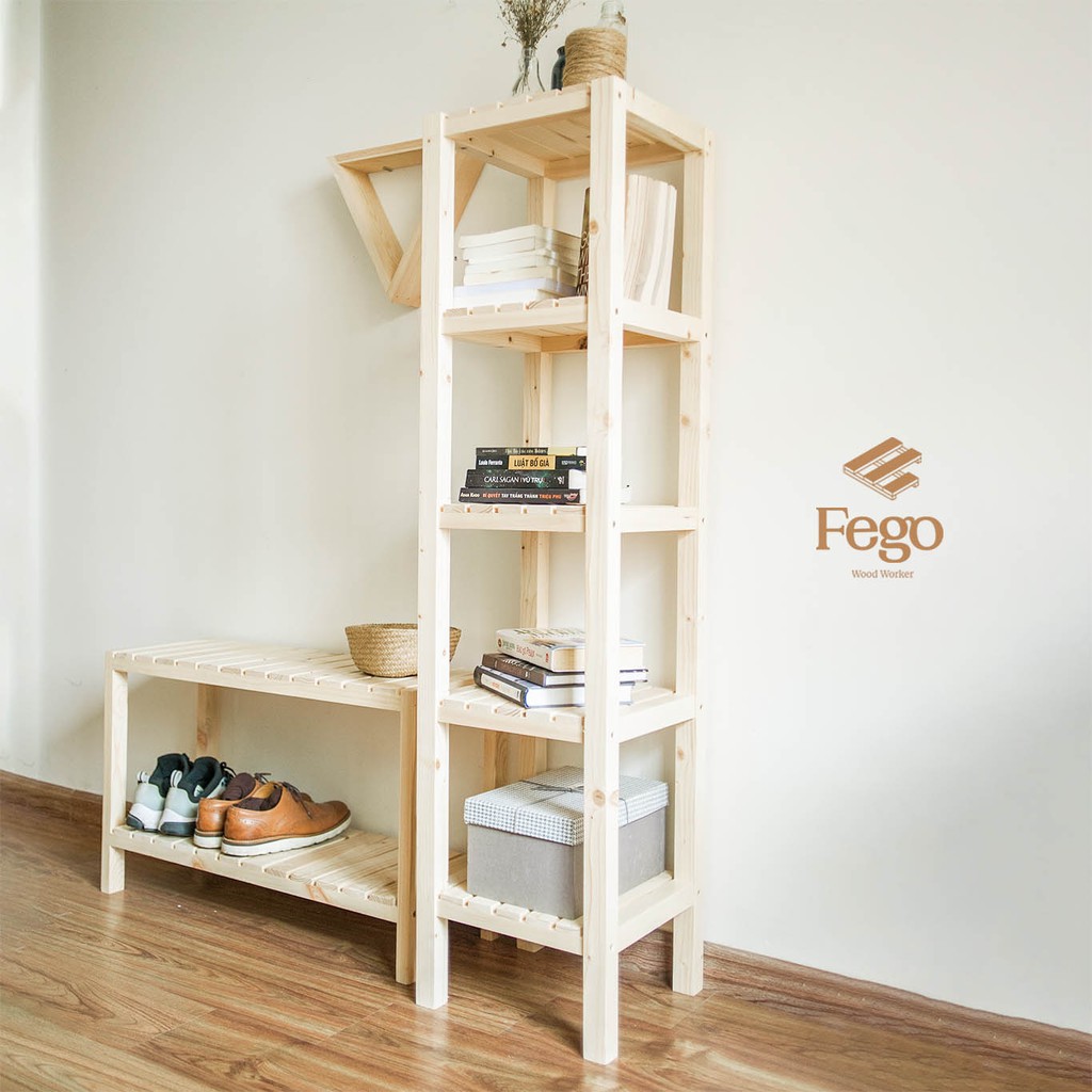 Kệ sách gỗ nhiều tầng Fego Summer/ Giá để đồ nhà tắm đa năng FEGO
