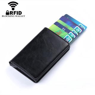 Bisi Goro Card Holder Photo Case Money Protector RFID Blocking Mini Wallet with PU Leather and Aluminum for Unisex 5 Colors