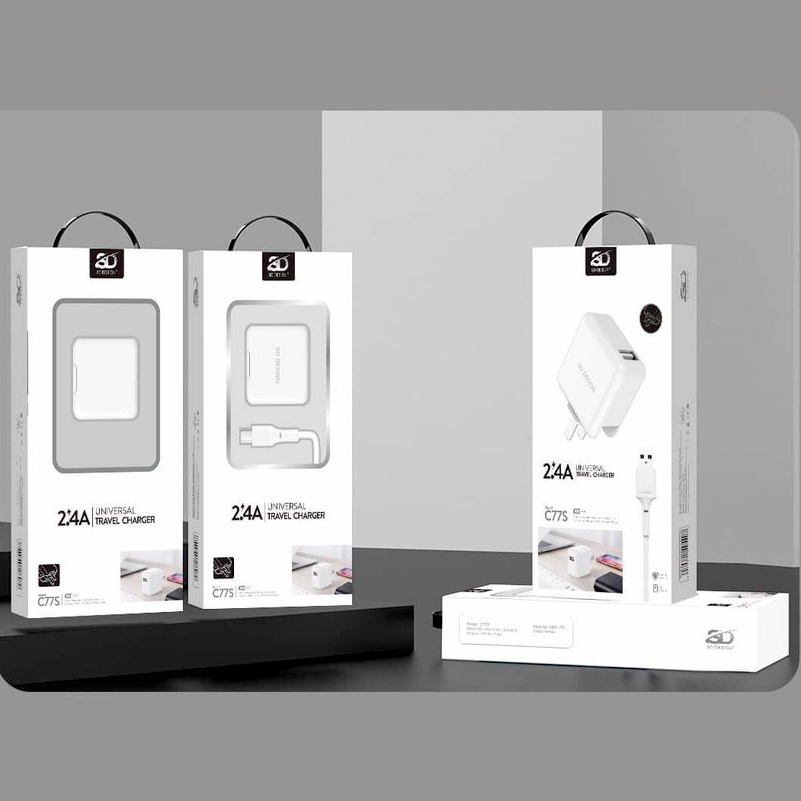 Bộ Củ Dây Cáp Sạc SD-C77s Cho ĐT Pin Dự Phòng Tai nghe Bluetooth Case pro Vỏ Ốp lưng