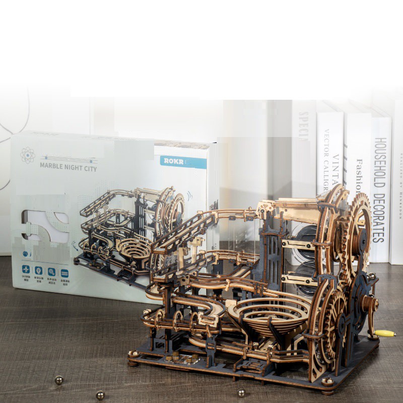 [BẢN QUỐC TẾ TIẾNG ANH] Đồ chơi Lắp ráp gỗ 3D Mô hình Cơ động học Robotime Marble Night City LGA01 Marble Run